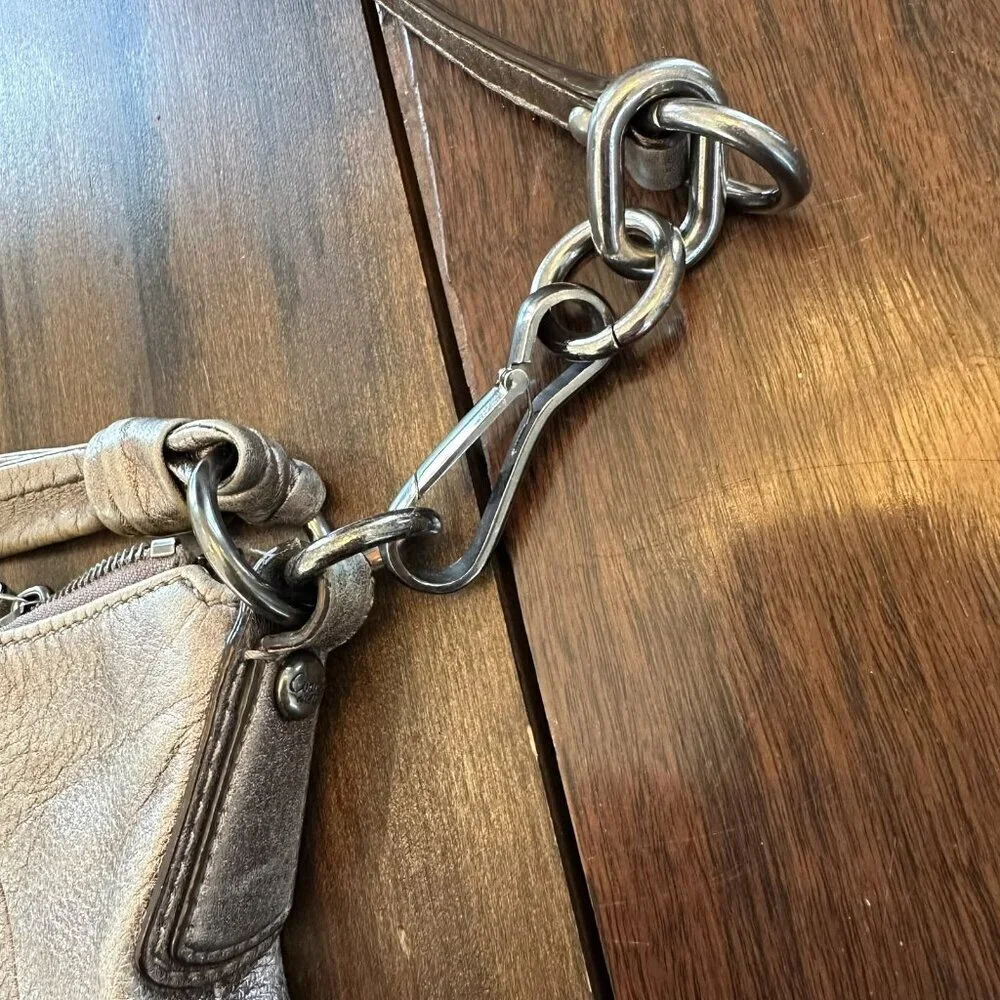 Coach Kristin Metallic Gold Pebbled Leather Hobo Bag Convertible Handbag
